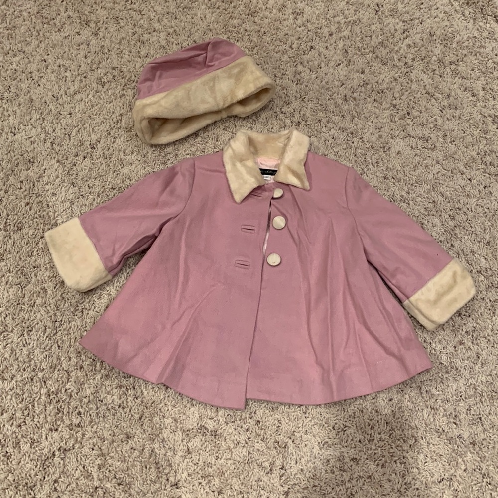Girl’s wool coat with matching hat